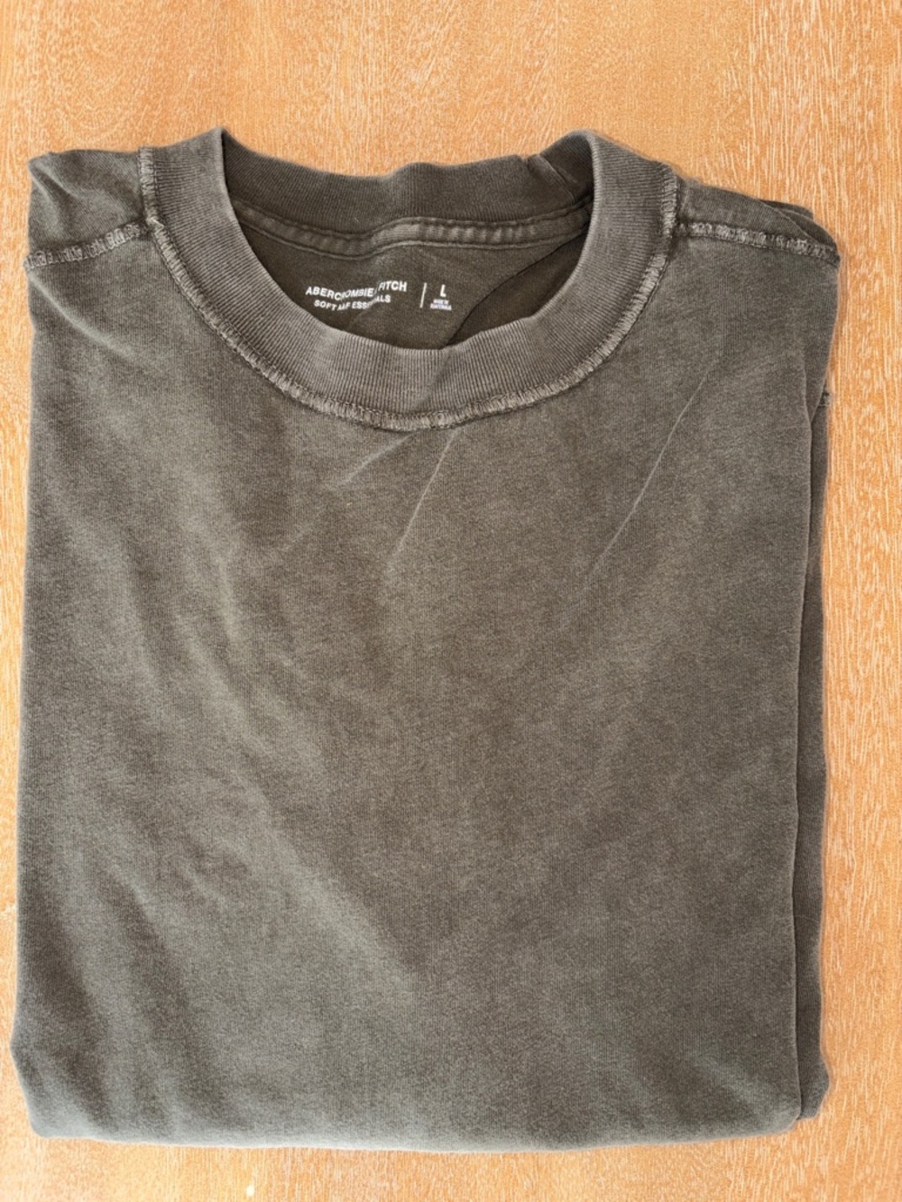 Abercrombie & Fitch Olive Green Washed Crewneck Tee